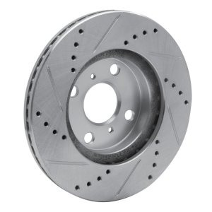 Scion XA Brake Rotor (1) - Front Right - R1 Concepts - Drilled & Slotted - Silver - `04-`06